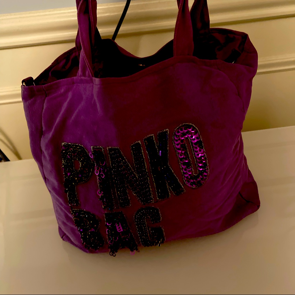 Pinko Canvas Tote Purple With Studs